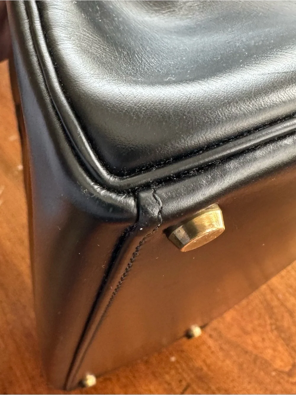 Hermes Kelly 28 Retourne | Top Handle Handbag | Black Box Calf | Vintage 1976